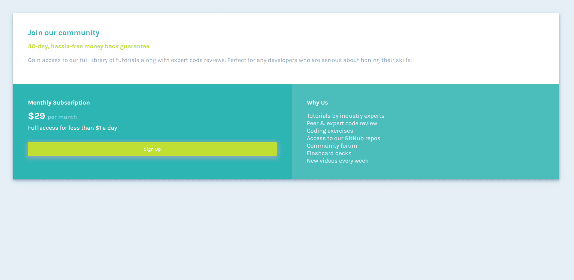 Single price grid component